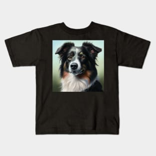 Border Collie Art | Black Tri Colour Kids T-Shirt